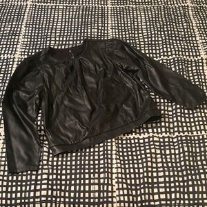 Express Black Vegan Leather Long Sleeve Top Size M